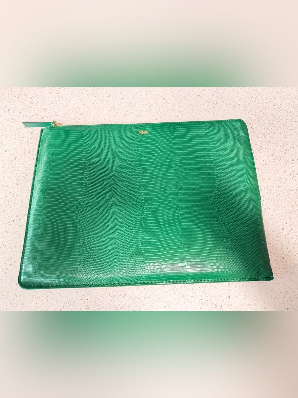 Mango Green Textured Zip Laptop Pouch